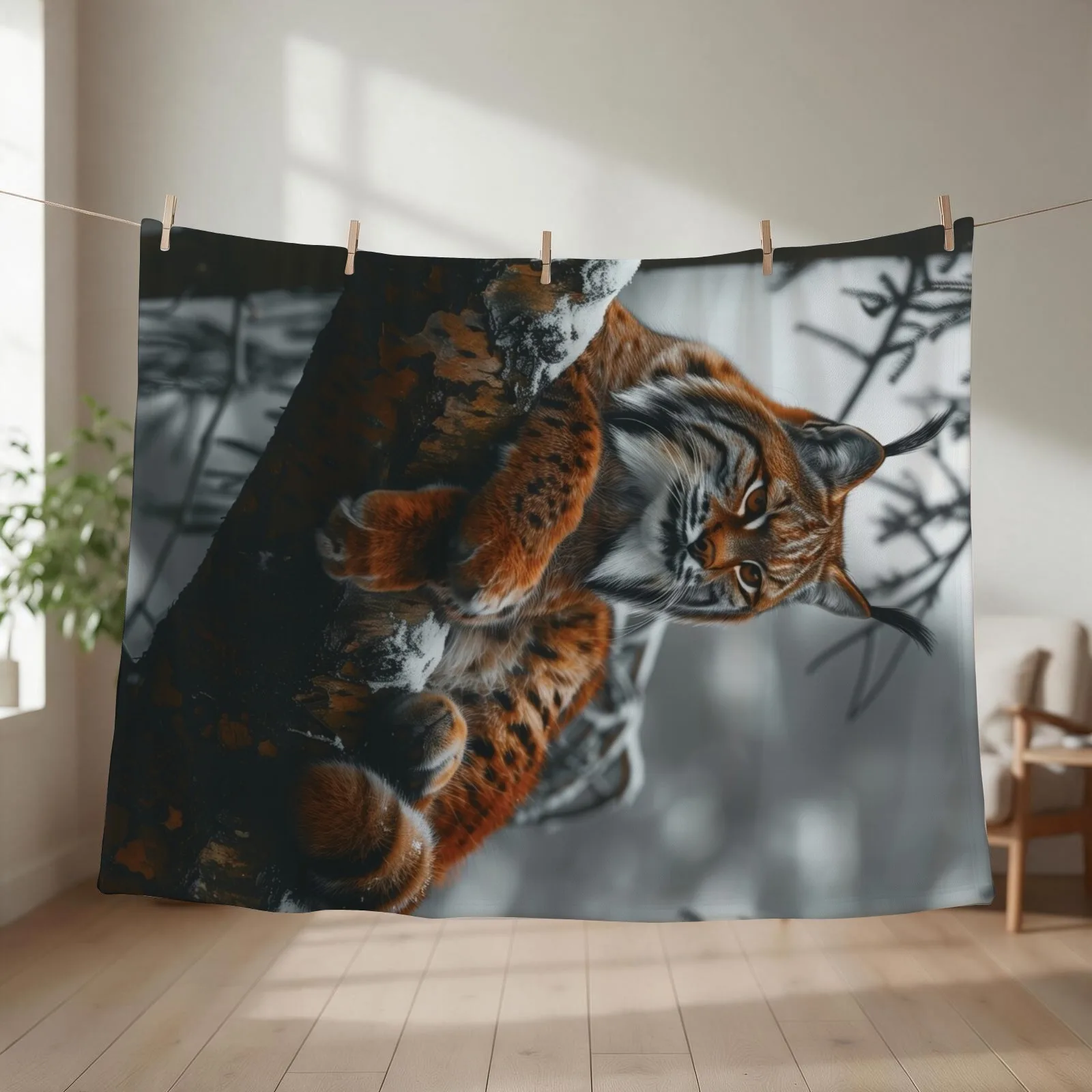 Bobcat [4] - Winter Edition Throw Blanket couch cozy soft plush fuzzy picnic outdoor blanket