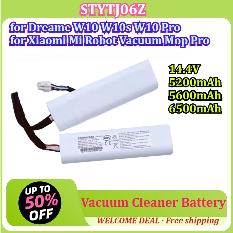 [STYTJ06Z] for Dreame W10 W10s W10 Pro Xiaomi Mi Robot Vacuum Mop Pro 14.4V 5200mAh-6500mAh Robot Vacuum Cleaner Battery