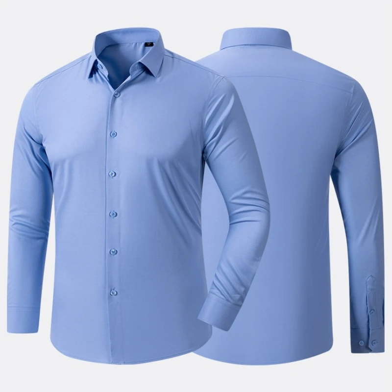 10XL Work White Shirt for Men Long Sleeve Man Shirt Plus Size Big and Tall Modal Mulberry Silk Casual Long Sleeve Men's Shirt