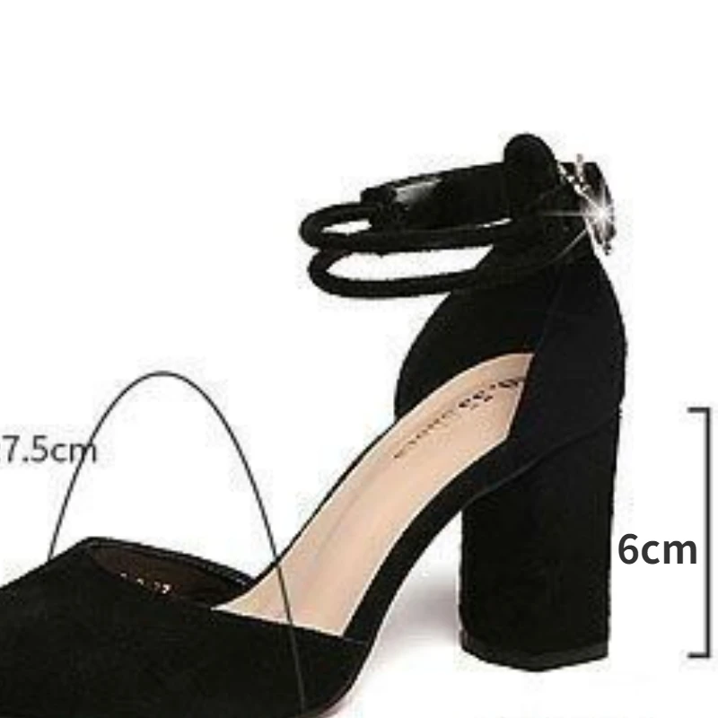 Summer Buckle High Heels Fashion Sexy Pointed Sandals Korean Style Solid Colour Leisure Walking Shoes Zapatillas De Mujeres