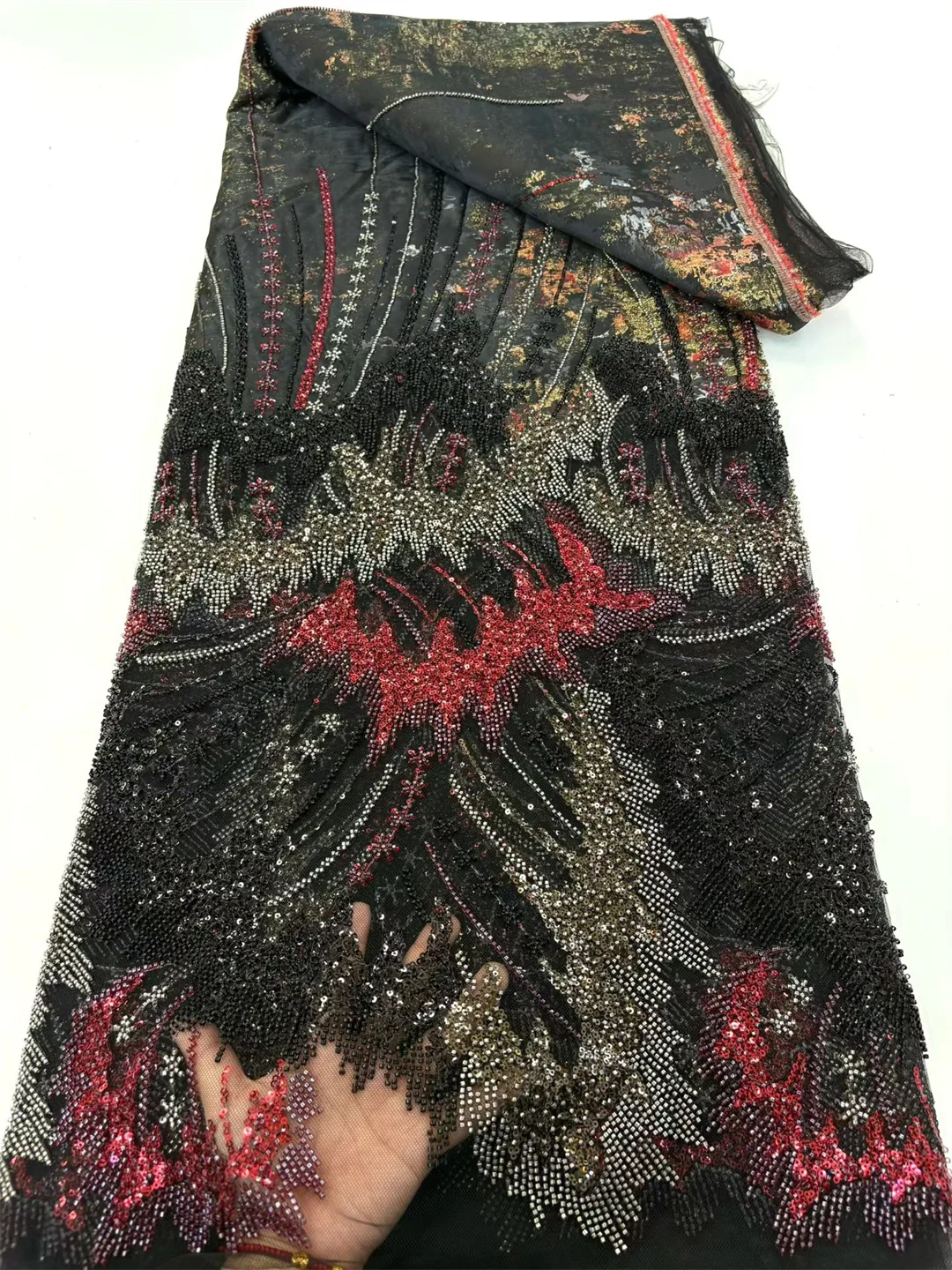 Tessuti di pizzo a rete francese ricamo paillettes tulle tessuto africano con perline per abiti da festa da donna cucito