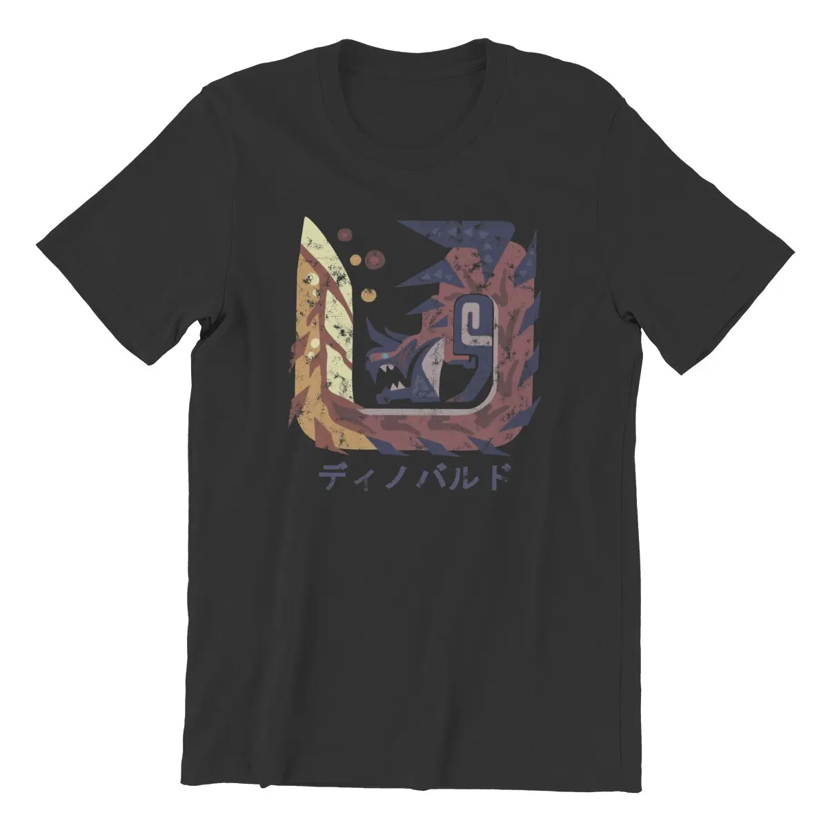 Men's Monster Hunter World Iceborne Glavenus Kanji Icon   Pure Cotton Clothing Novelty 6XL T-Shirt