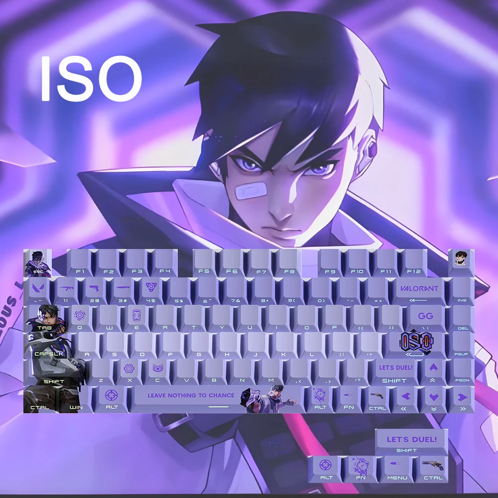 Valorant Keycaps ISO Viper Neon Chamber Raze keycaps Cherry Profile GAME Gaming Keycaps For Mechanical Keyboard Key Accessories