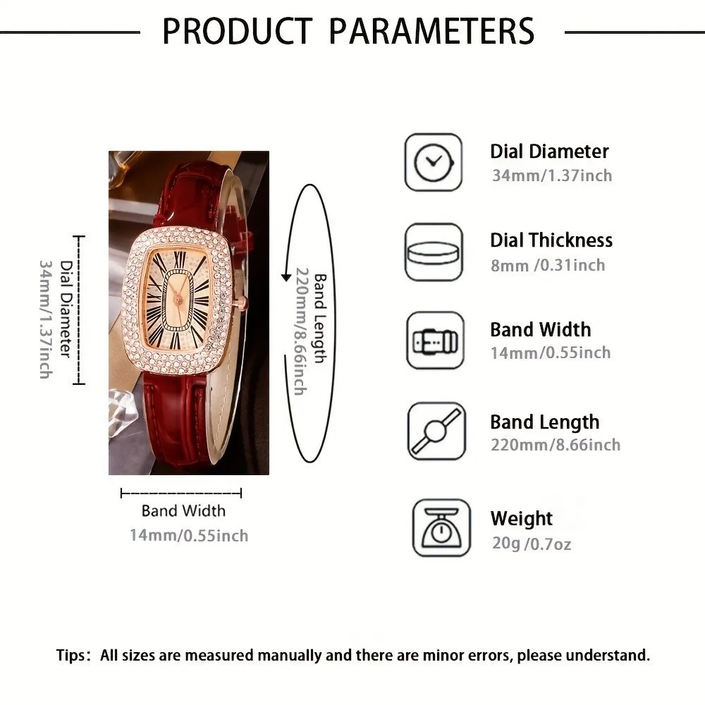 Kegllect 6 шт. женские часы винтажные кварцевые часы с указателем Tonneau роскошные аналоговые наручные часы со стразами и комплект ювелирных изделий