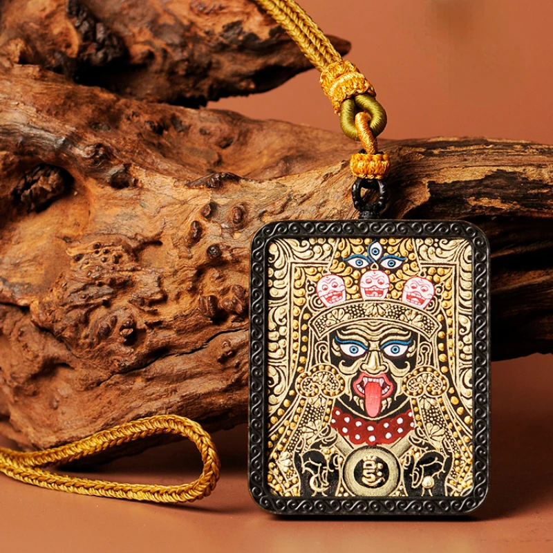 Zakiram, the god of wealth, Regong, the little Thangka Buddha painting the life Buddha pendant necklace card.