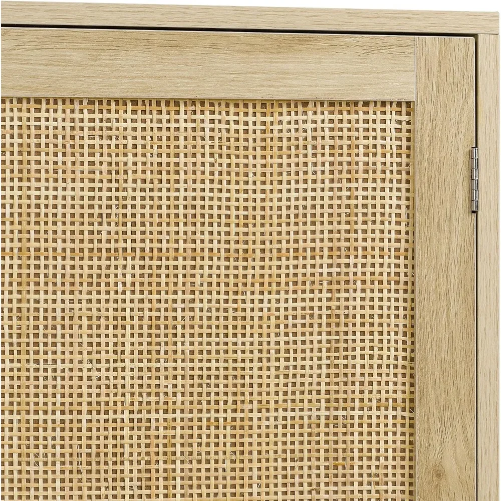 Sideboard Buffet Kitchen Storage Cabinet with Rattan Decorated Doors, Dining Room, Cupboard Console Table, Accent Cabinet