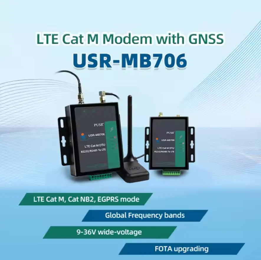 MB706 LTE DTU 4G CatM módem serie RS485 RS232 puertos Modbus RTU a Modbus TCP conversión de protocolo