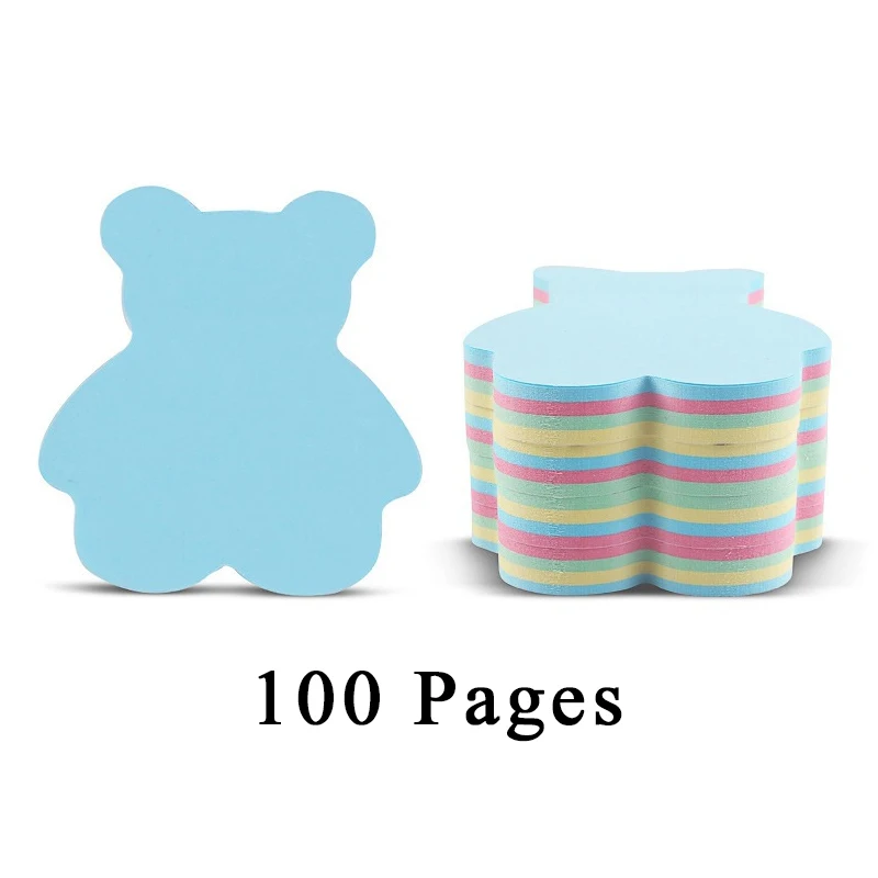1Book Kleurrijke Sticky Note Multi-Vorm Vierkante Pijnboom Beer Ster Doek Hart Zelfklevende Notitieblokken DIY School kantoor Accessoire ZYF