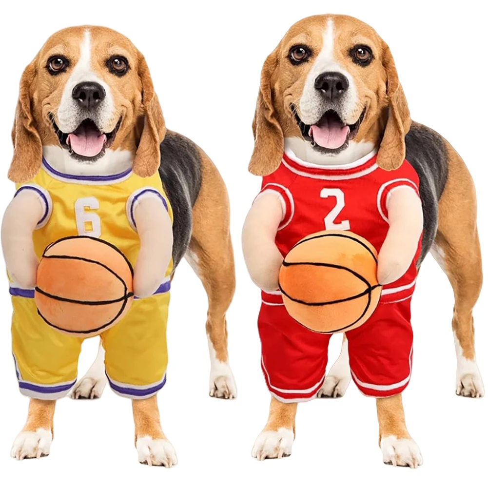 Disfraz de Jugador de Baloncesto para Perro, Disfraz de Perro con Balón, Disfraz de Halloween para Perros Pequeños y Medianos