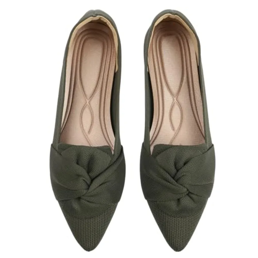 

HIULYCENCE Flats for Womens Pointed Toe Ballet Flats with Bow Comfortable Knit Dressy Flats