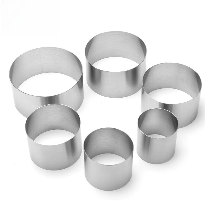 Seamless Stainless Steel Cake Mousse Ring – Non-Porous Raised Tart & Dumpling Mold for Perfect Baking