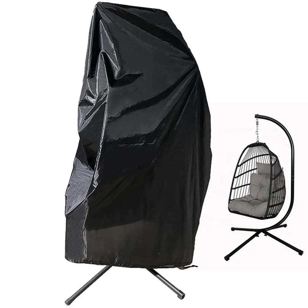 1pc Outdoor Chair Cover With Drawstring Buckles Portable Waterproof 210D Oxford Cloth Garden Yard Chair Furniture Cover Tool