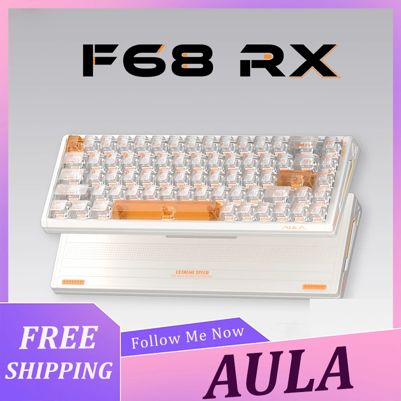 Aula F68RX E-sports Magnetic Switch Wired Gamer keyboard Hot Swap 68-key layout Gasket transparent keycaps For Valorant Gamer
