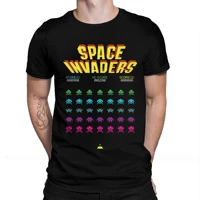 Camiseta informal de manga corta de algodón 100% para hombre, camisa de talla grande para adultos de los años 70 y 80, juego Arcade Space Invaders, camiseta harajuku de gran tamaño