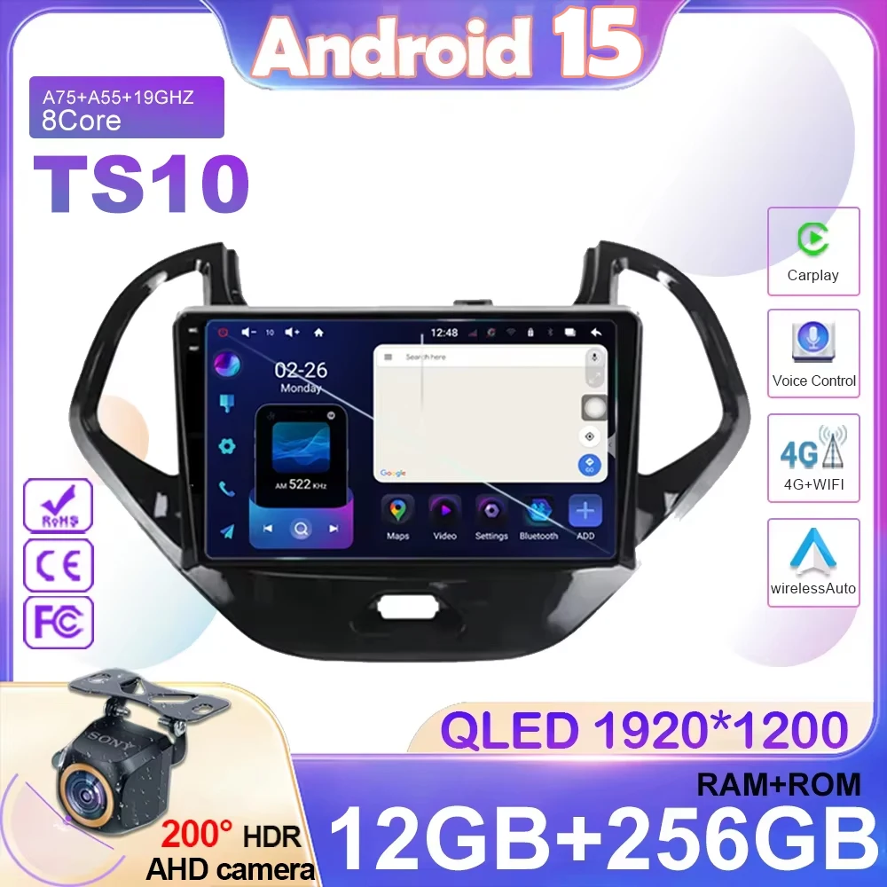 

Car Android 15 For Ford FIGO KA 2015 - 2020 Auto Radio Stereo Multimedia Player GPS Navigation 5G wifi Wireless Carplay QLED HDR