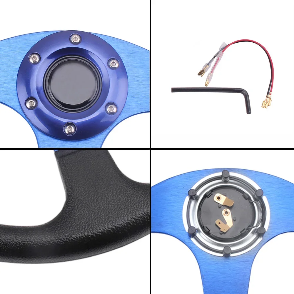 14 Inch Car Steering Wheel Universal 350mm Aluminum PU Drift Racing Game Sport Steering Wheel with Horn W/ Logo Car Accessories - view 6