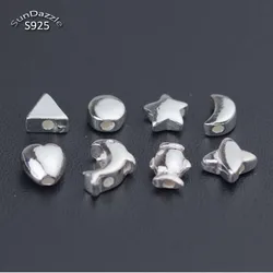 Real Pure Solid 925 Sterling Silver Beads Star Moon Animal Triangular Airplane Round Loose Bead DIY Jewelry Making Findings