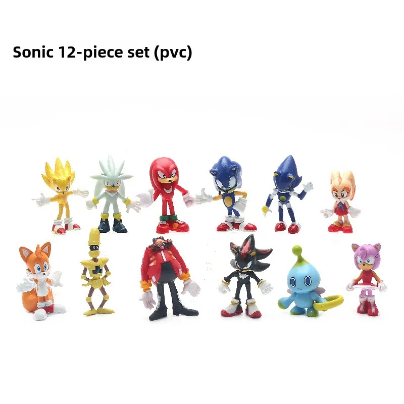 Sonik 12-piece PVC cartoon model ornaments Sonic Boy