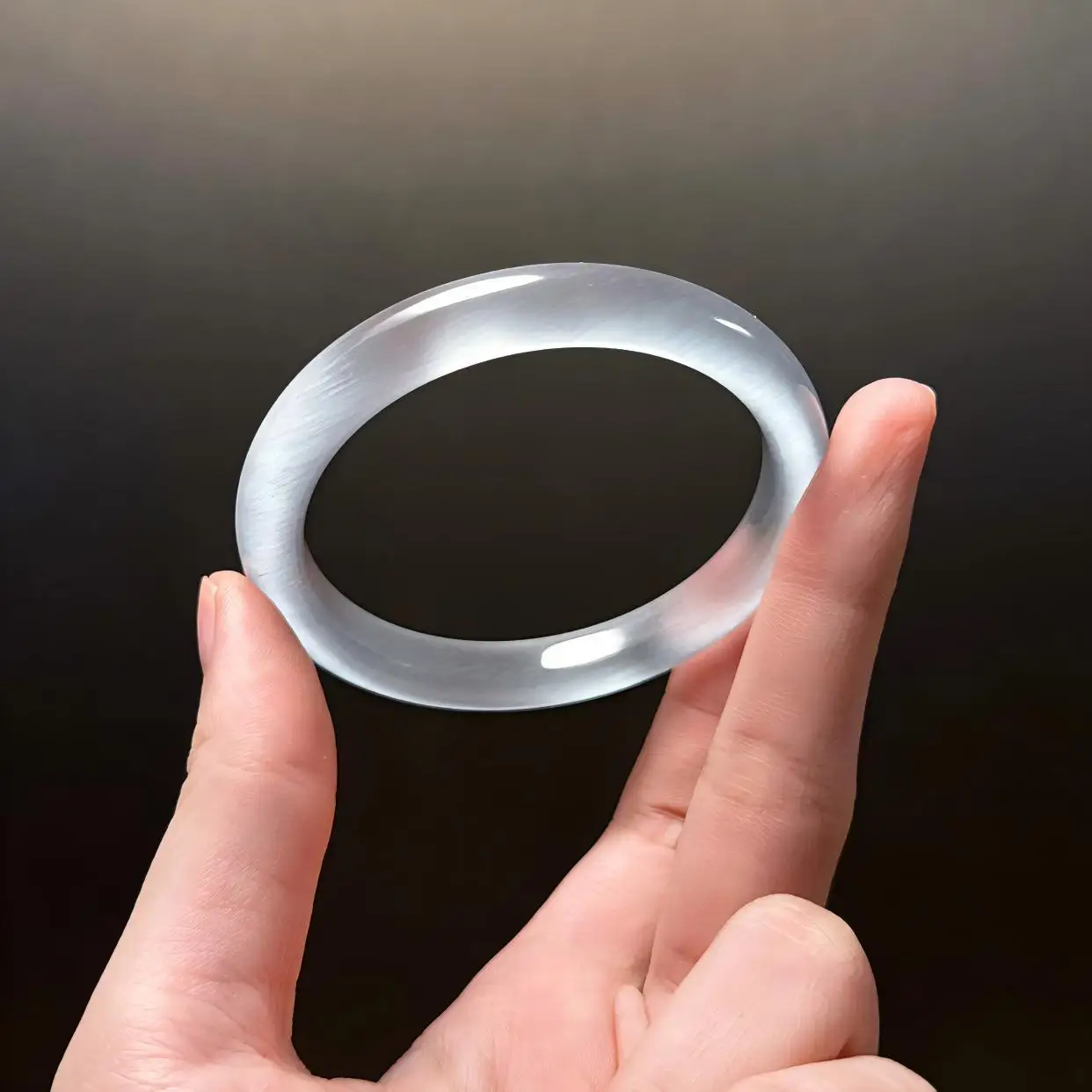 ضوء القمر الأبيض ارتفاع الجليد شفافة اليشم سوار سوار عين القط الجليد #3