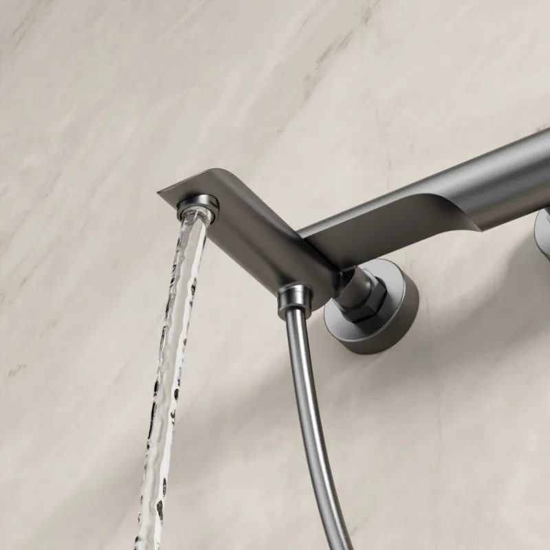 حوض الاستحمام دش مجموعة الساخنة والباردة رمادي الحمام دش صنبور الكروم الحمام طوي دش صنبور مجموعة مع شريط منزلق النحاس #2