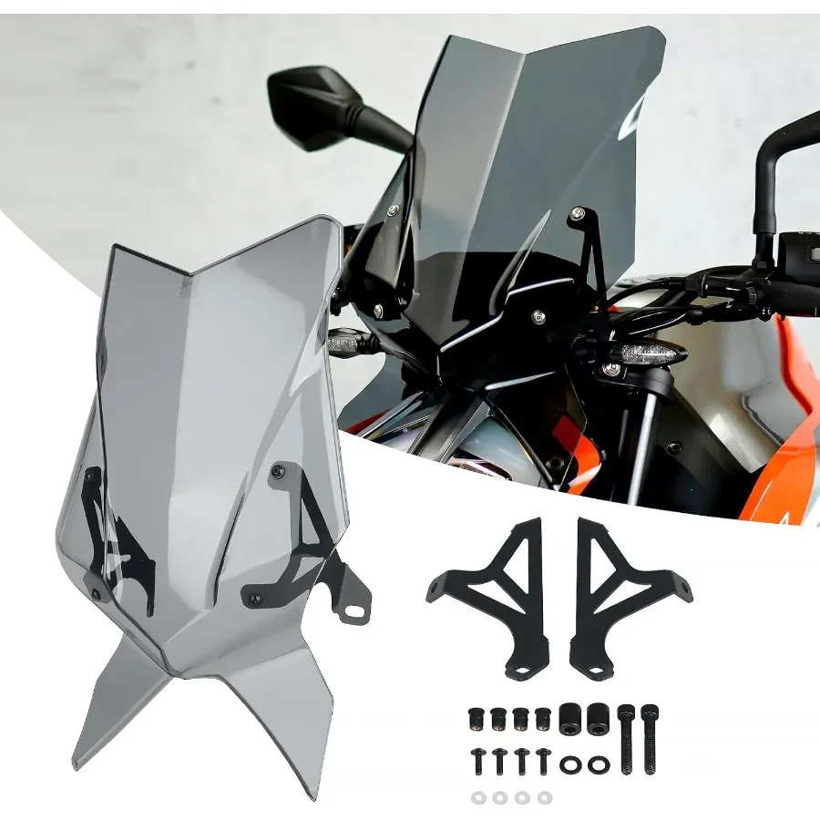 

Wind Deflector for DUKE 790 890 Motorcycle Windshield Compatible with 790 DUKE 2018-2024/890 DUKE 2020-2023 Grey Lightweight Po