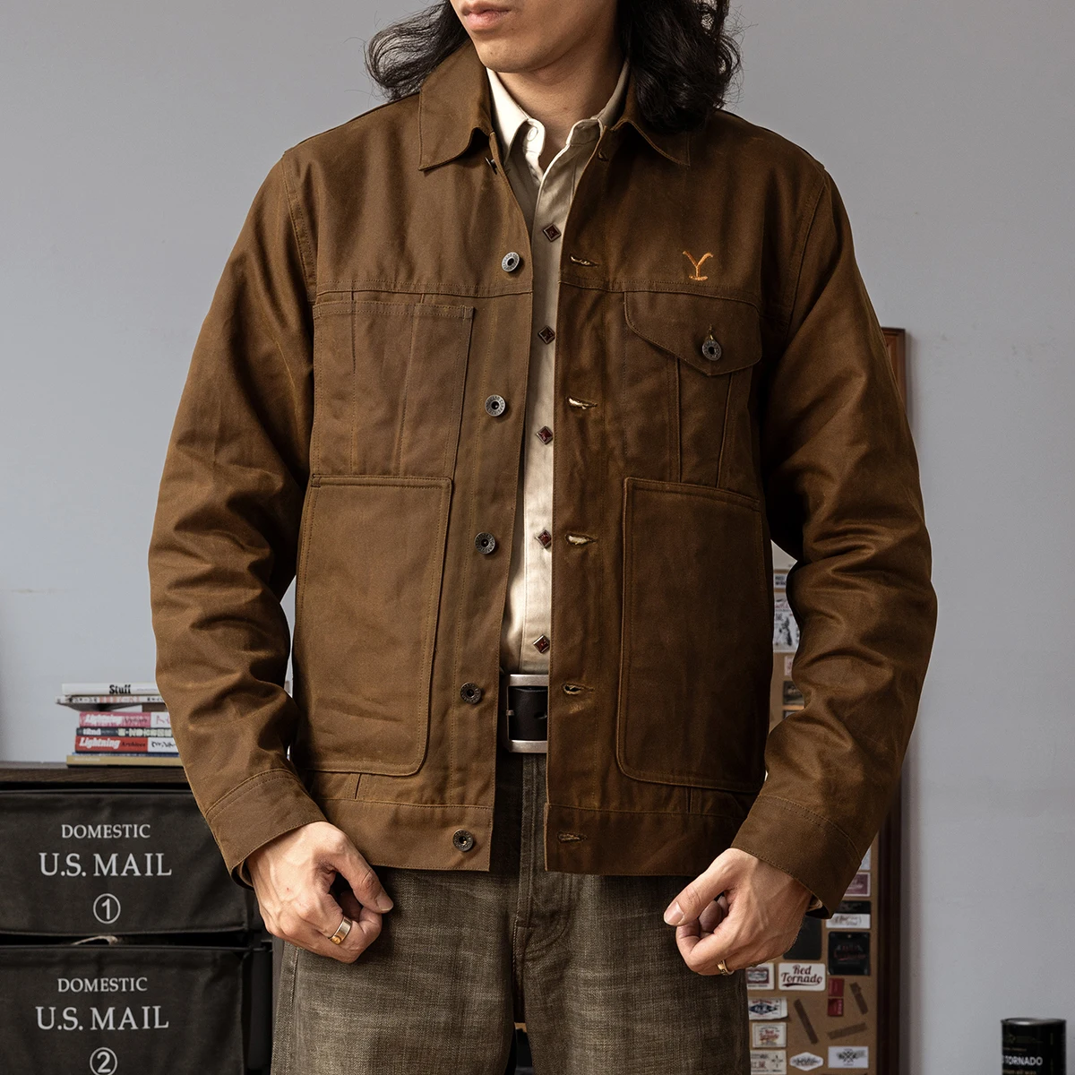 Red Tornado Short Lined Waxed Canvas Cruiser Jacket Rugged