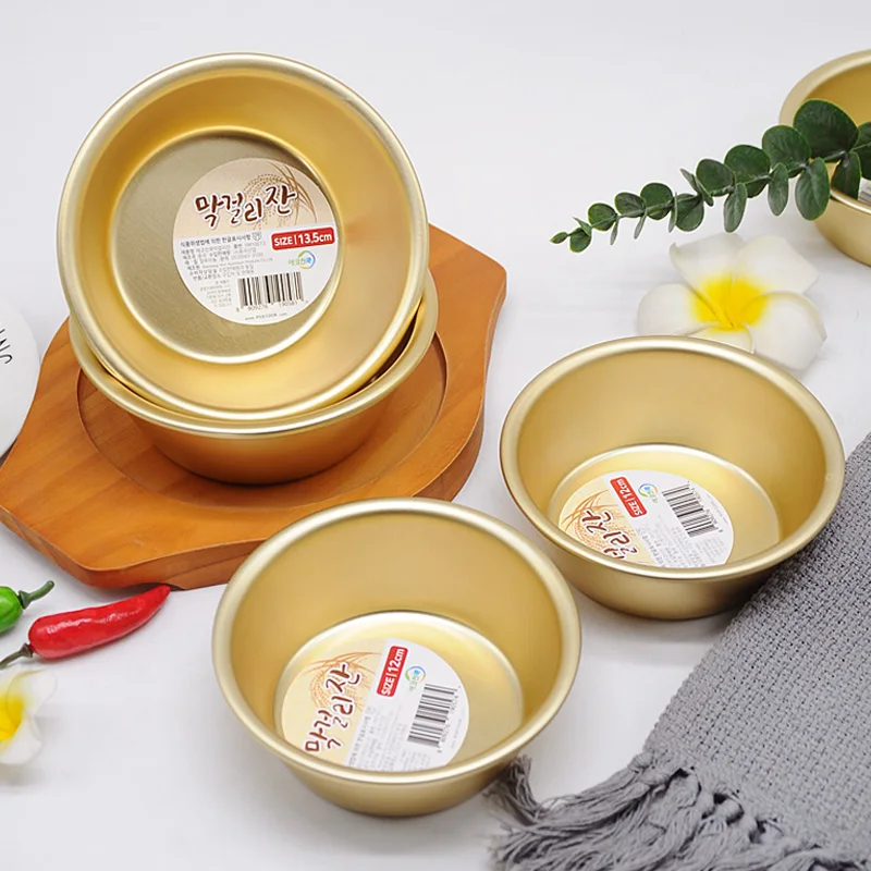 Gold Color Aluminum Traditional Bowl Korean Rice Wine Bowl Cup Makgeolli Ramen Soup Bowl kitchen accessories