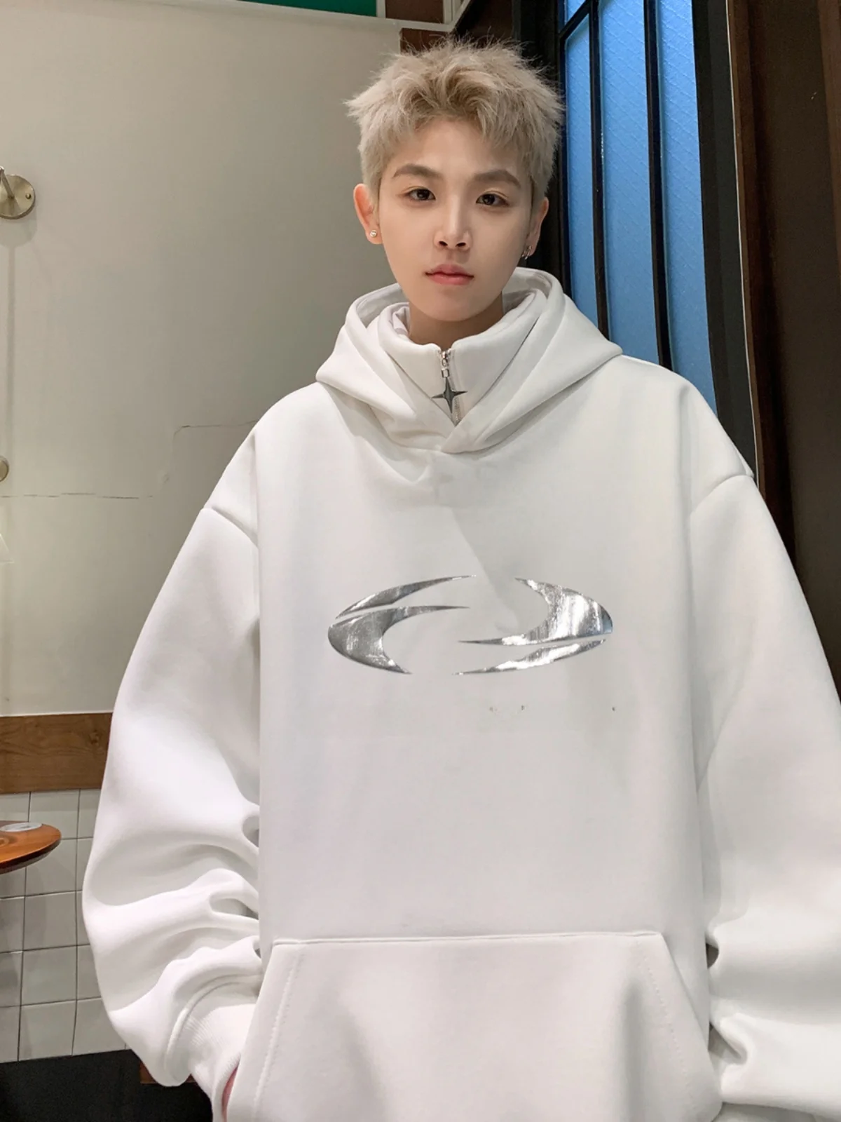 

Men's Hoodie Sweatirt Fake Two-Piece Design Sensation Loose Fit Fall 2024 New American Retro Heavyweight Jaet