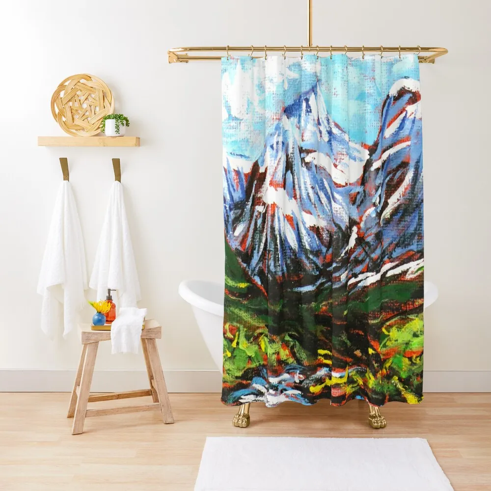 

New Zealand Mountain Art Design Shower Curtain Window Waterproof Bathroom Shower Shower Set For Bathroom Curtain