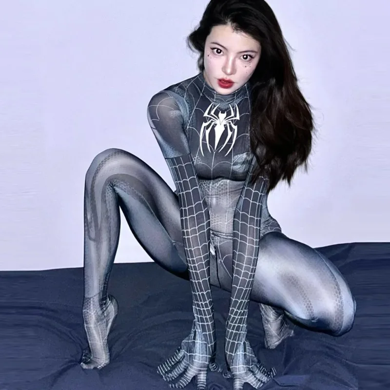 Film Wonder Spiderman Cosplay Kostuum Vrouwen Superheld Spin Gif Cos Jumpsuits Sexy Bodysuit Halloween Carnaval Party Outfits