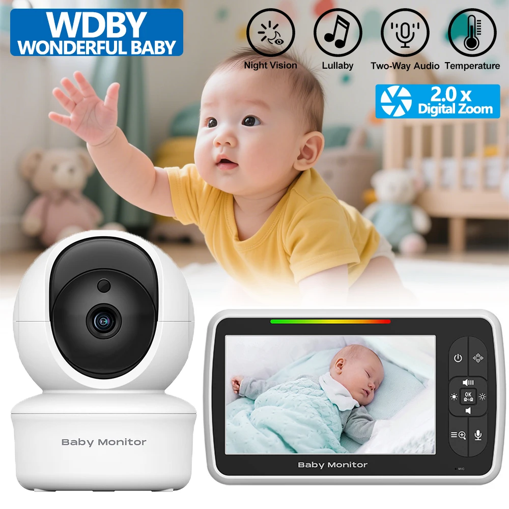 

5.0 Inch Video Baby Monitor With PTZ Camera 2X Zoom Nanny Babysitter Mother Kids Surveillance 2-way Audio VOX Wake Up Baby Items