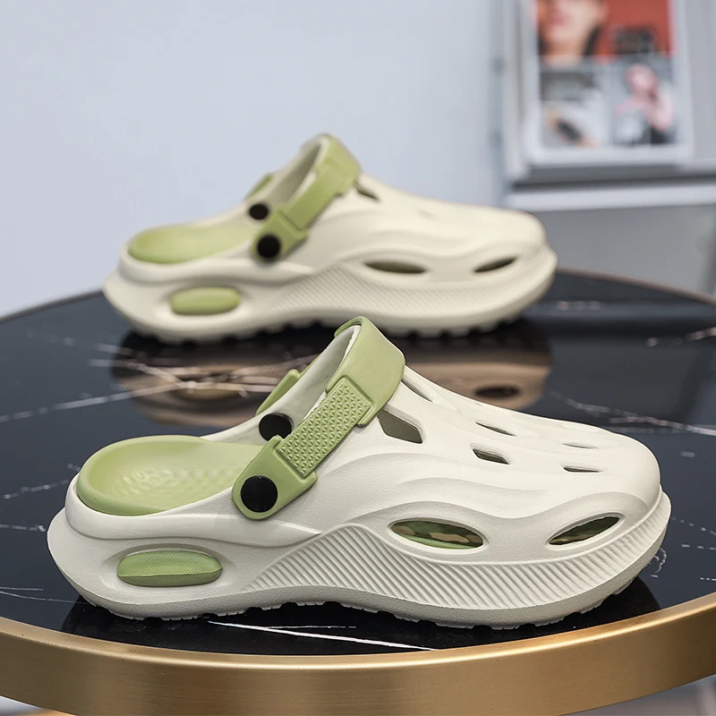 

Summer Thick Bottom Sandals Sports Beach Shoes Anti-Slip Breathable Slip-On Men's Outdoor Slippers Casual Flat Heel EVA