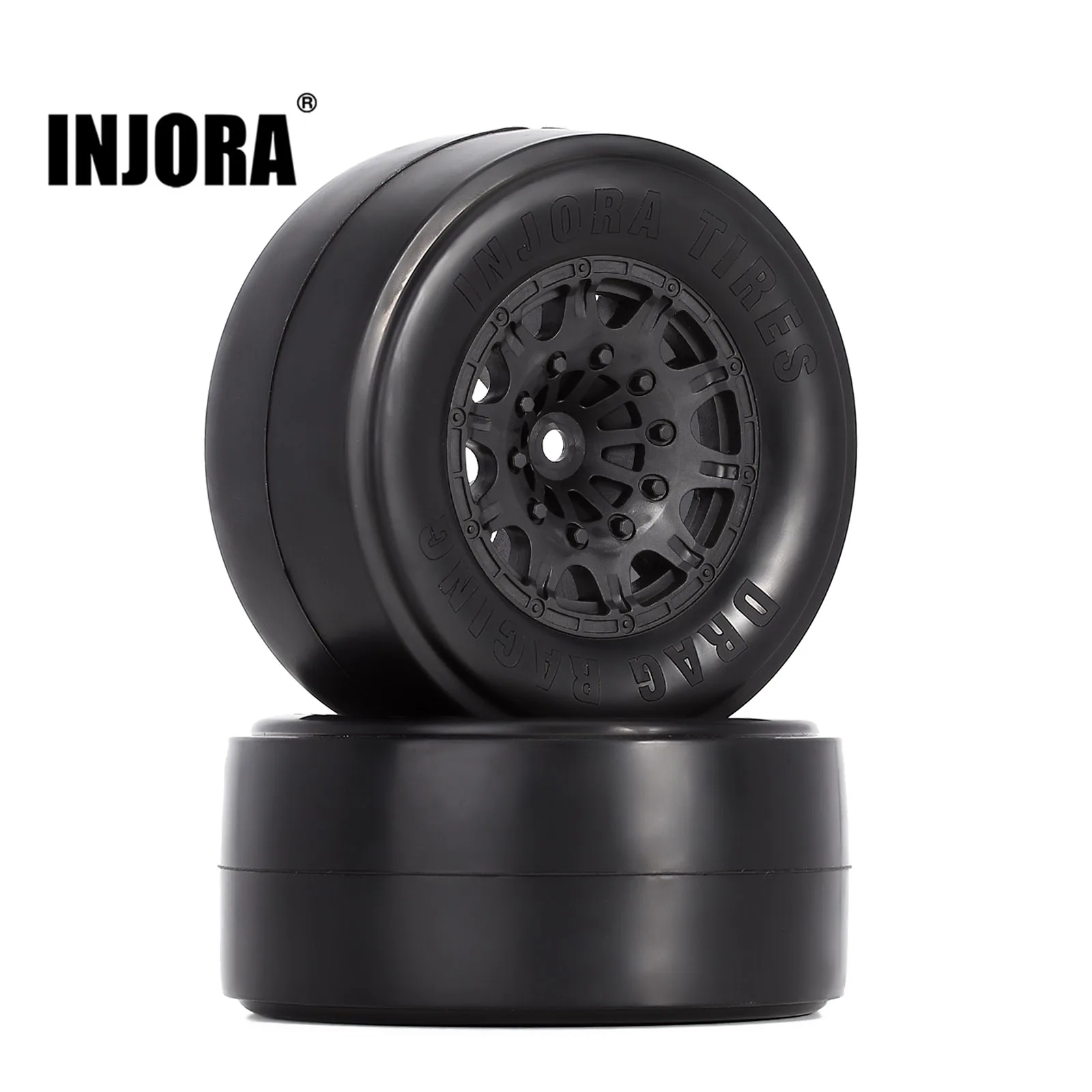 2.2/3.0inch Rear Drag Racing Belted Wheel Tires 2PCS Black for 1/10 RC Truck Car Slash 2WD Losi 22S DR10