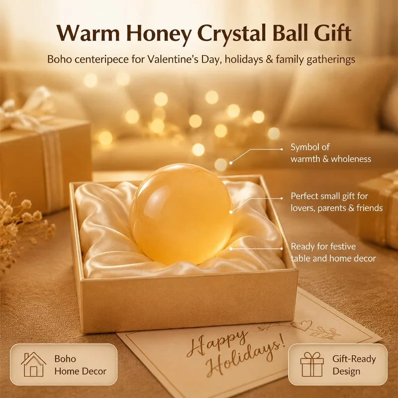 Natural high-quality yellow ice Congee crystal ball, random style, is a leisure crystal, suitable for home tabletop decoration display, mineral specimen collection and set high color stone