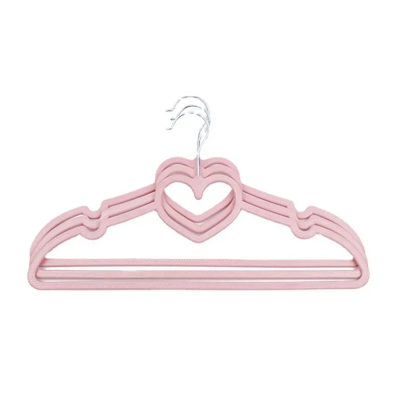 20Pieces pink white Velvet Clothes Hangers Loving Heart Velvet Coat Hanger Non-slip Heart-shaped Multifunction Hangers