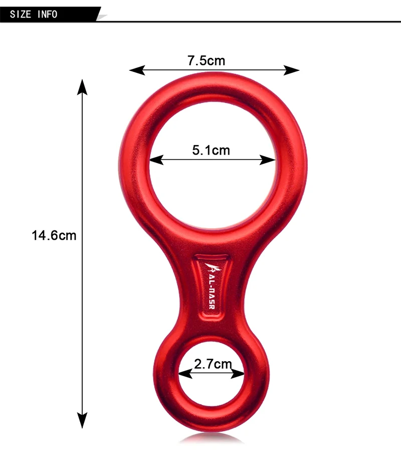 35KN Klettern Karabiner Figur 8 Abseilen Seil Abseilgerät Aluminium Figur Sicherungsgerät Abseilen Downhill Ausrüstung – Detail 1