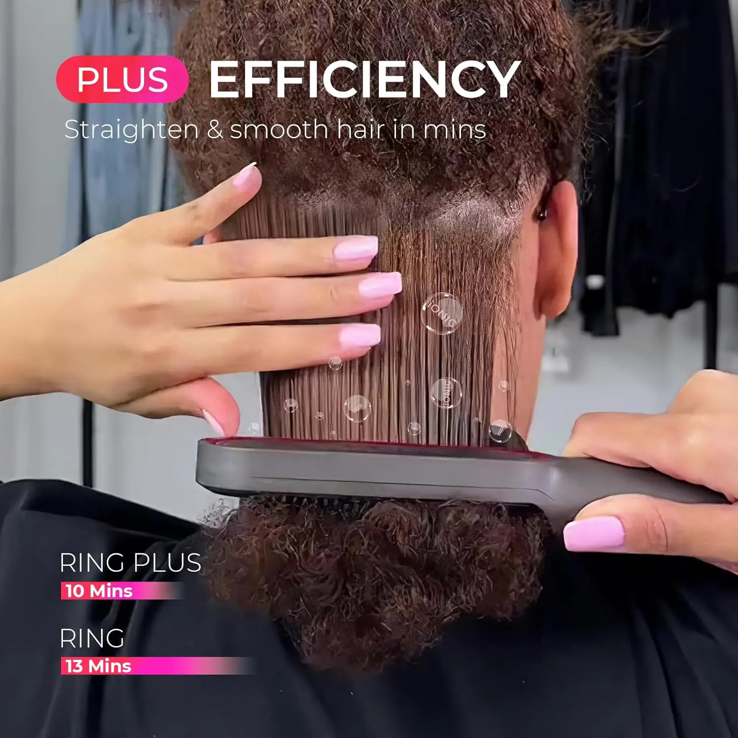 Ionic Hair Straightener Brush - Titanium Coating, 9 Temp Settings, LED Display, Dual Voltage view 3