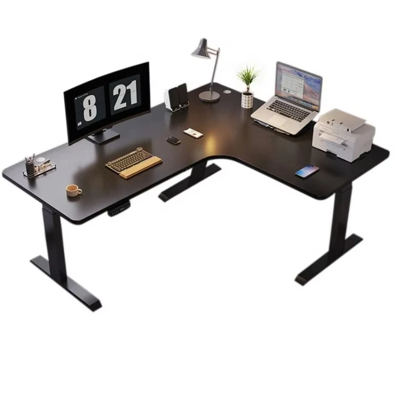

Automatic Electric Adjustable Lift Corner Table with Control Panel Deluxe Manager's Office Workbench Standing Computer Desk