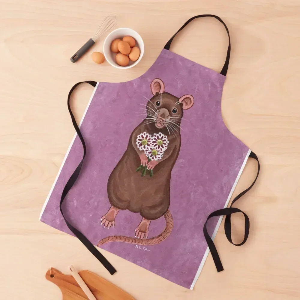 

Rat and Flowers Apron christmas kitchen cloths cleanings Apron
