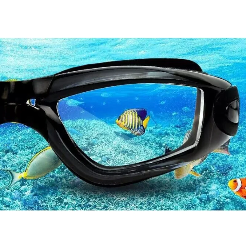 Schwimmbrille für Erwachsene, hochauflösende, beschlagfreie Schwimmbrille, PU-Schwimmkappen-Set, wasserdichte Silikon-Schwimmbrille mit E – Detail 3