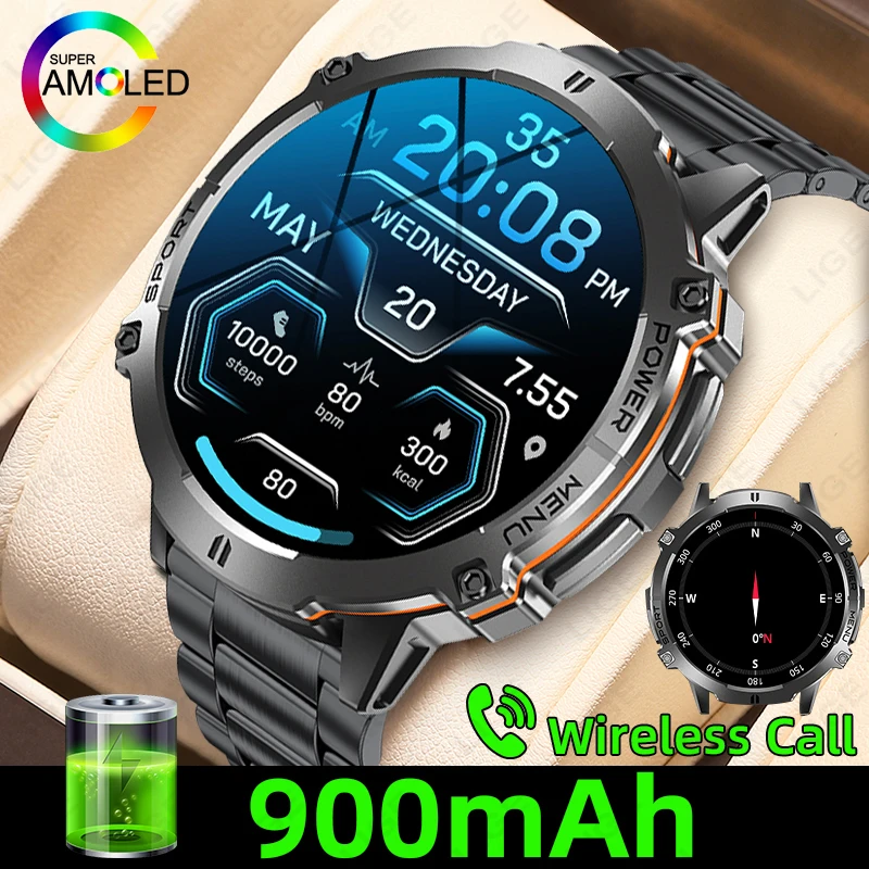 

LIGE военные умные часы уличный компас 900 мАч умные часы мужские спортивные фитнес водонепроницаемые умные часы с BT вызовом для Android iOS