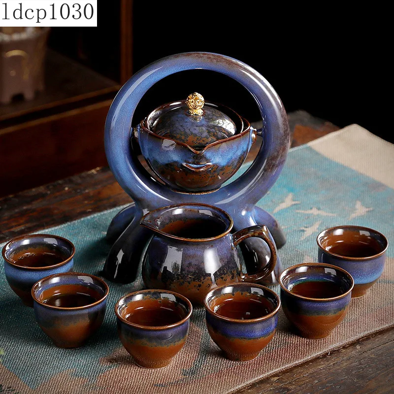 

Ceramic Stone Grinding Semi-automatic Tea Set Creative Kung Fu Teaset Ceremony Supplies Flower Teaware Multicolors Teapot Gifts