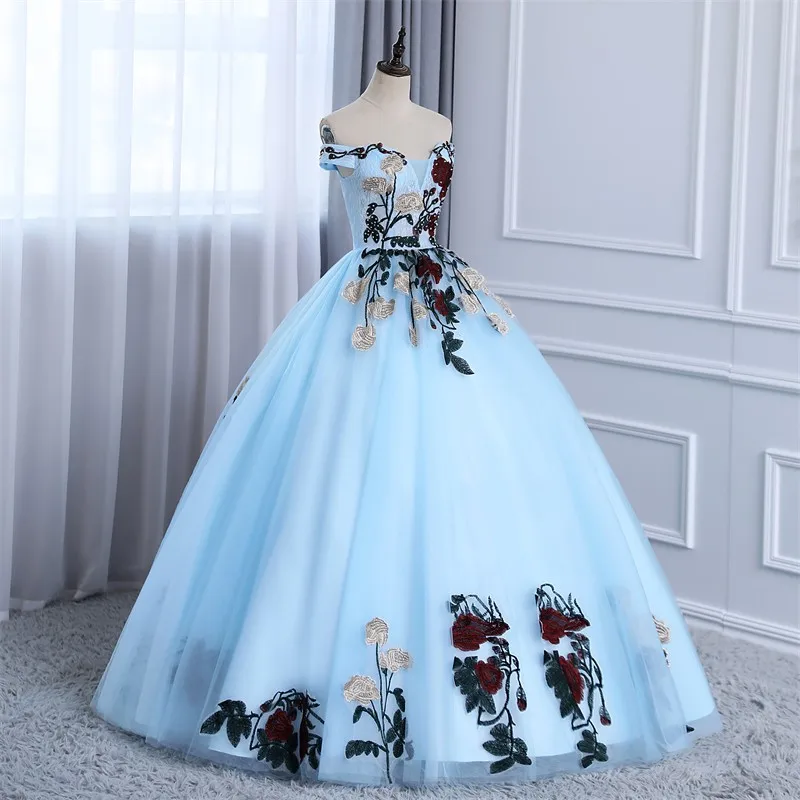 2024 New Sweet Vestidos Quinceanera Dresses Luxury Flower Off The Shoulder Party Gown Formal Dress Real Photo Ashley Gloria