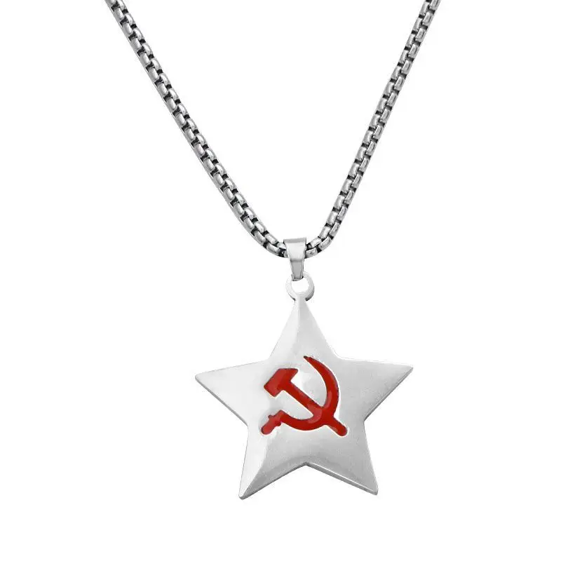 Five-Pointed Star Necklace USSR Faith Soviet Jewelry Pendant Sickle Hammer Chain Clothing Charm Men Boy Gadgets Girl Women Gifts