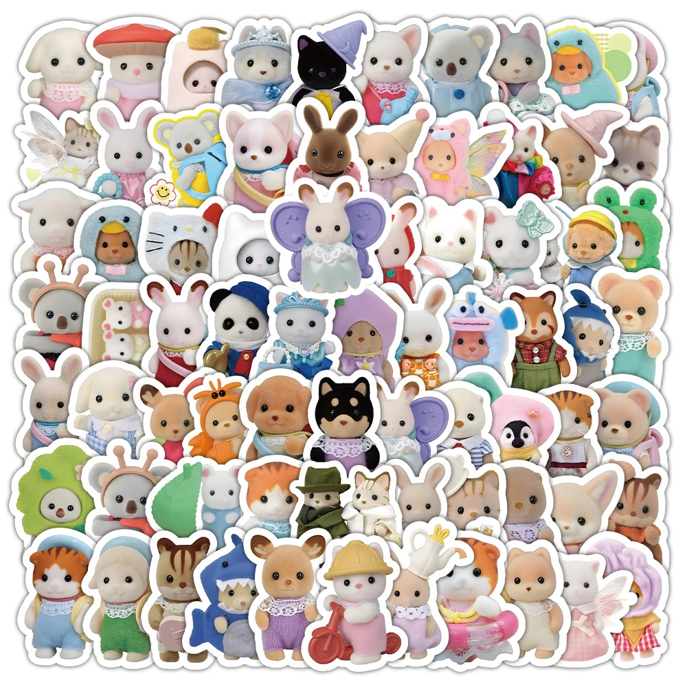 10/30/50/100pcs Kawaii Cartoon Calico Critters Stickers Aesthetic Decals DIY Notebook Laptop Waterproof Cute Anime Sticker Toys