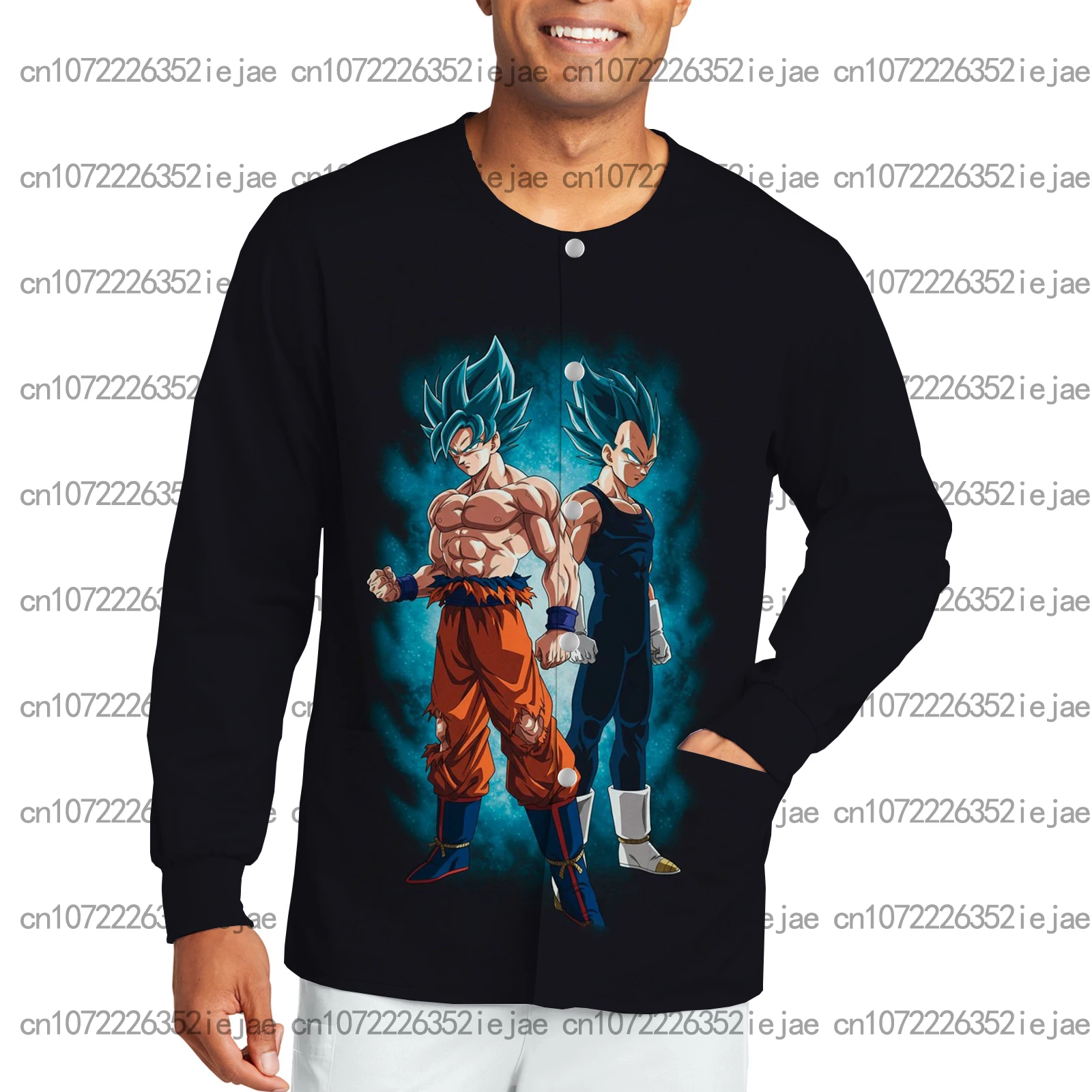 

Новая зимняя рабочая униформа Dragon Ball с принтом аниме, круглая шея, длинный рукав, матовая куртка, топ, салон красоты, стоматологический зоомагазин, пальто