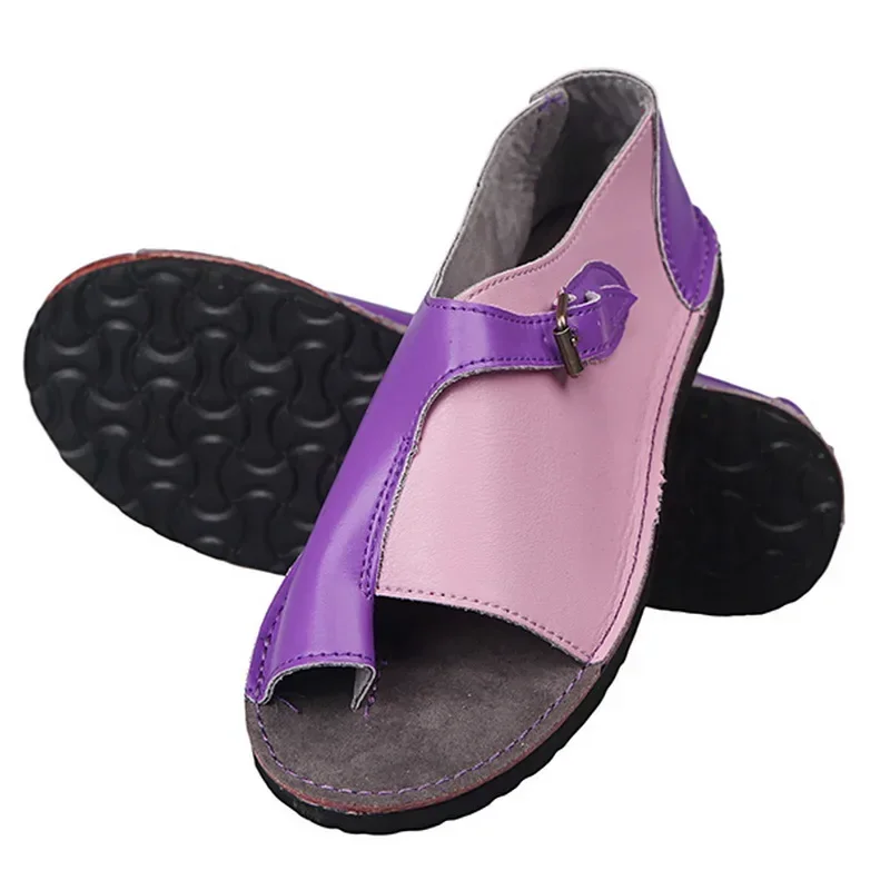 Klamra Slip Toe Płaskie sandały dla kobiet Casual Shoes Casual Summer Cover Heel Beach Shoe Sandales Plates Plus Size 43.