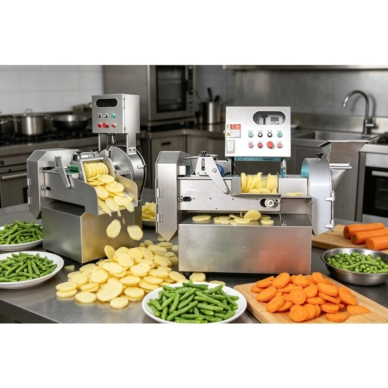 Commercial Veg Cutter, Dual Head Fruit Slicer with Detachable Blades, Heavy Chopper for Restaurant Kitchen Use