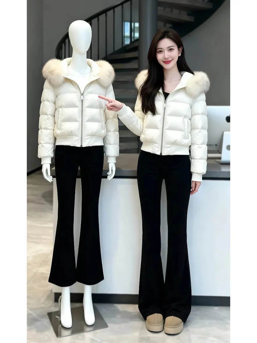 

Winter New Sle Ultra-Thin Padded Jaet Women's Thi Warm ort Cotton Coat Loose Fit Fur Collar Korean Sle Commute