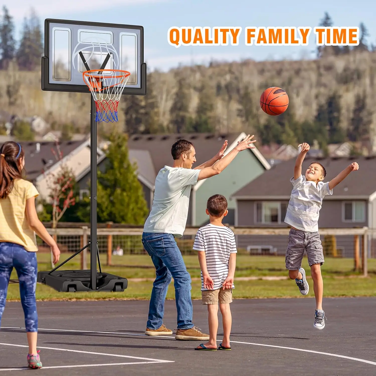 Basketball Hoop Outdoor 10ft Adjustable, Portable Basketball Hoop Goal System for Kids Youth and Adults in Backyard/Driveway